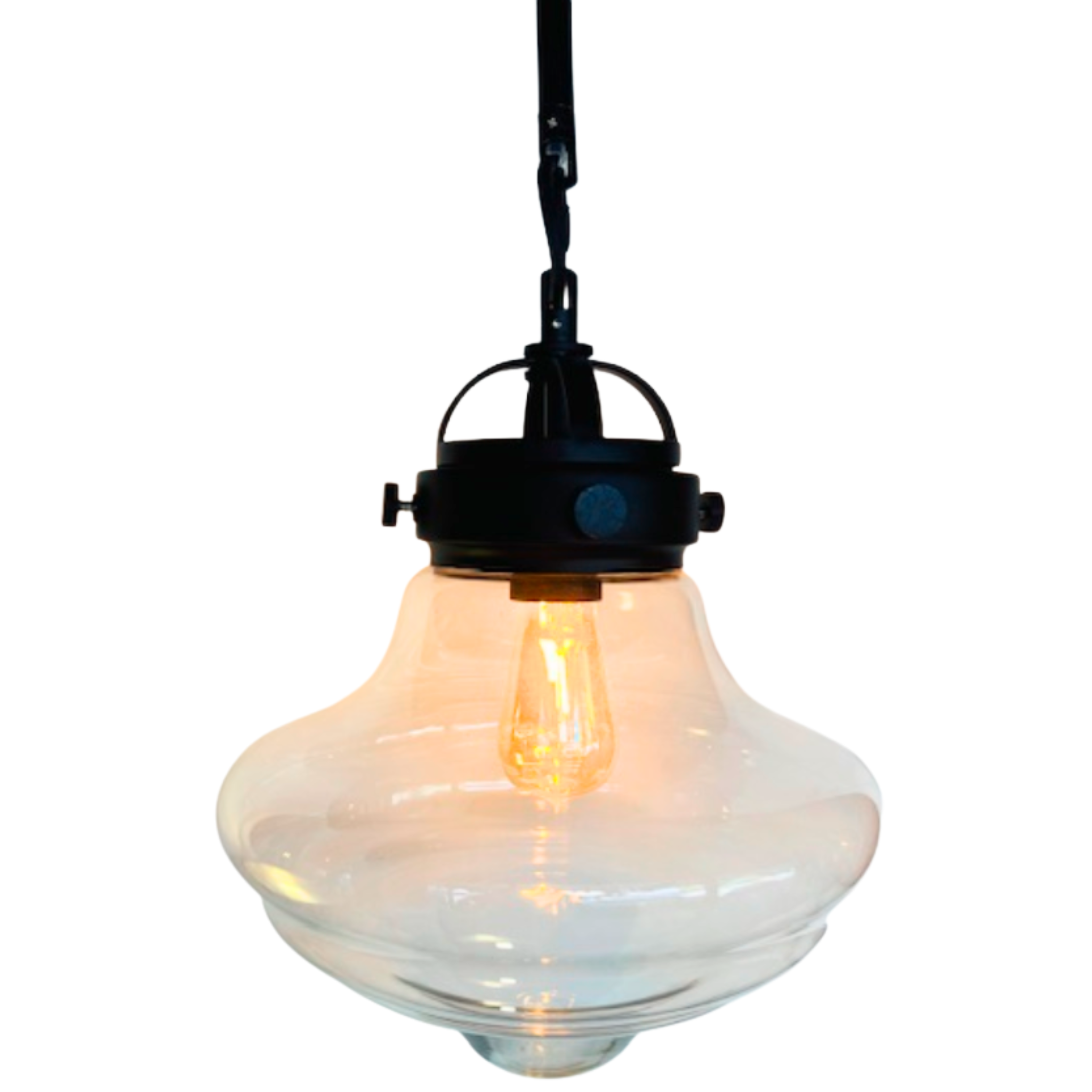 BELVALE PENDANT IN BLACK WITH CLEAR GLASS