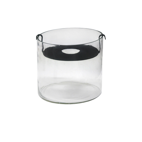 SMALL HYDRAPONIC VASE - POWDER COATED IRON & HAND BLOWN GLASS