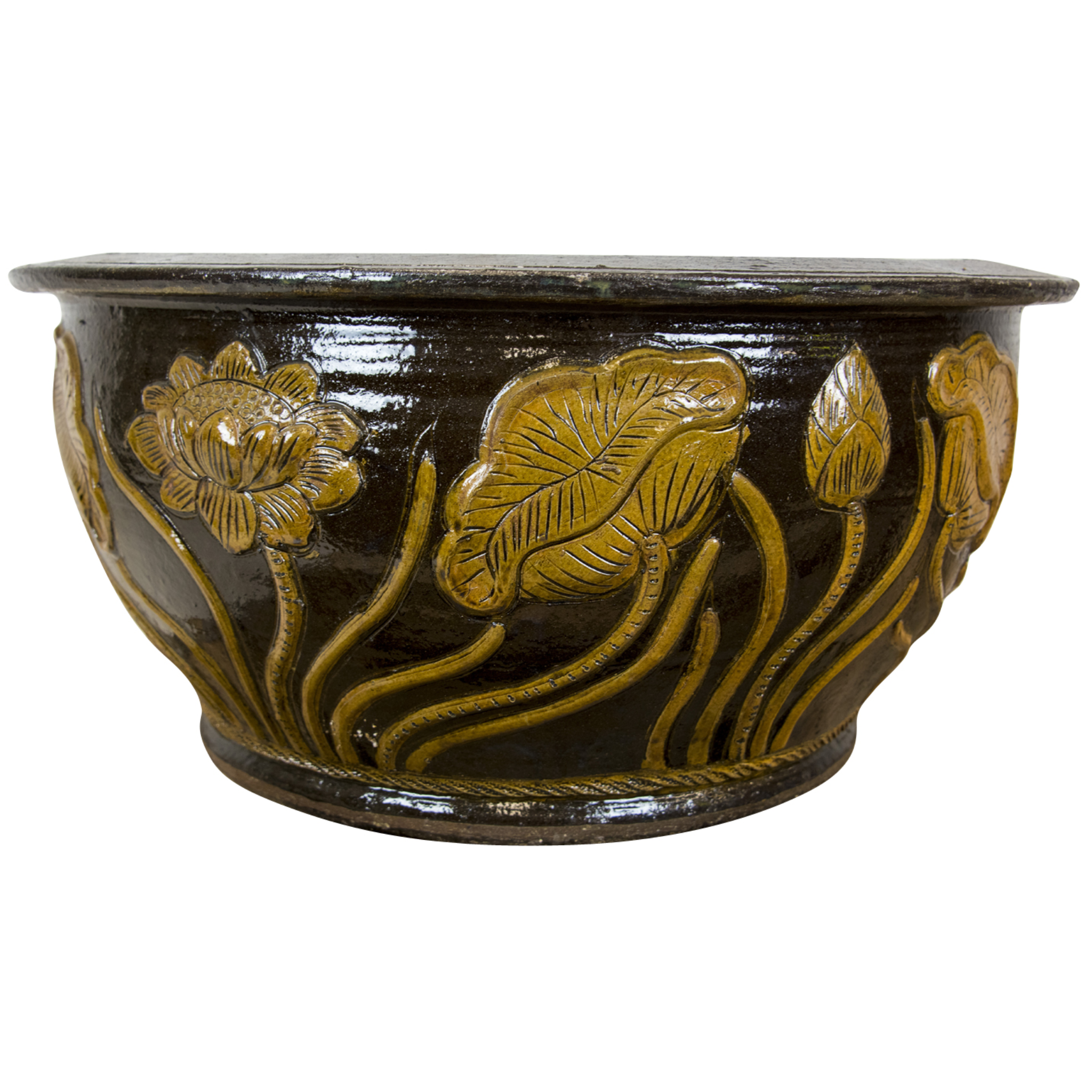 LOTUS WATER BOWL - FIRED IRONSTONE CLAY 70CM