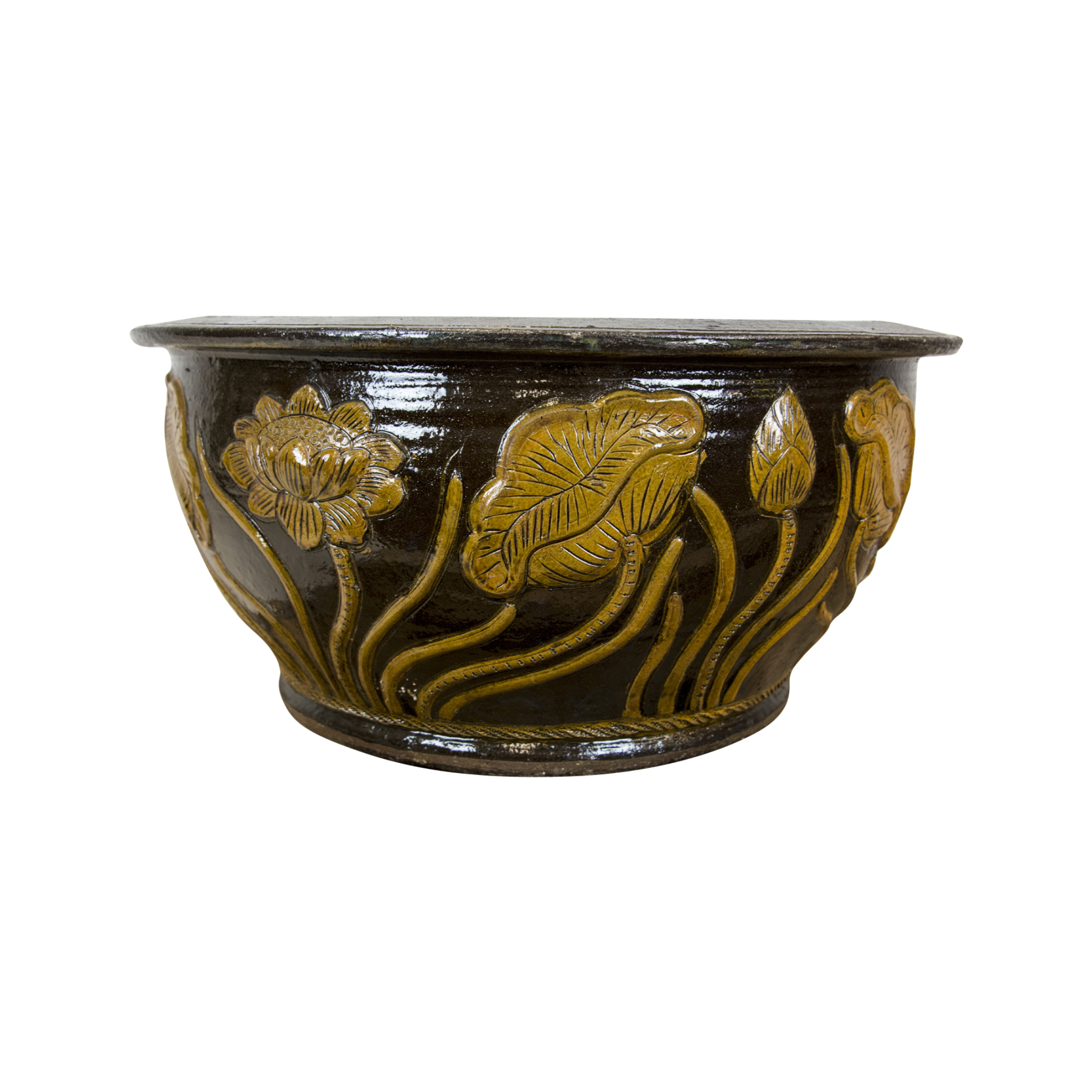 LOTUS WATER BOWL - FIRED IRONSTONE CLAY 41CM