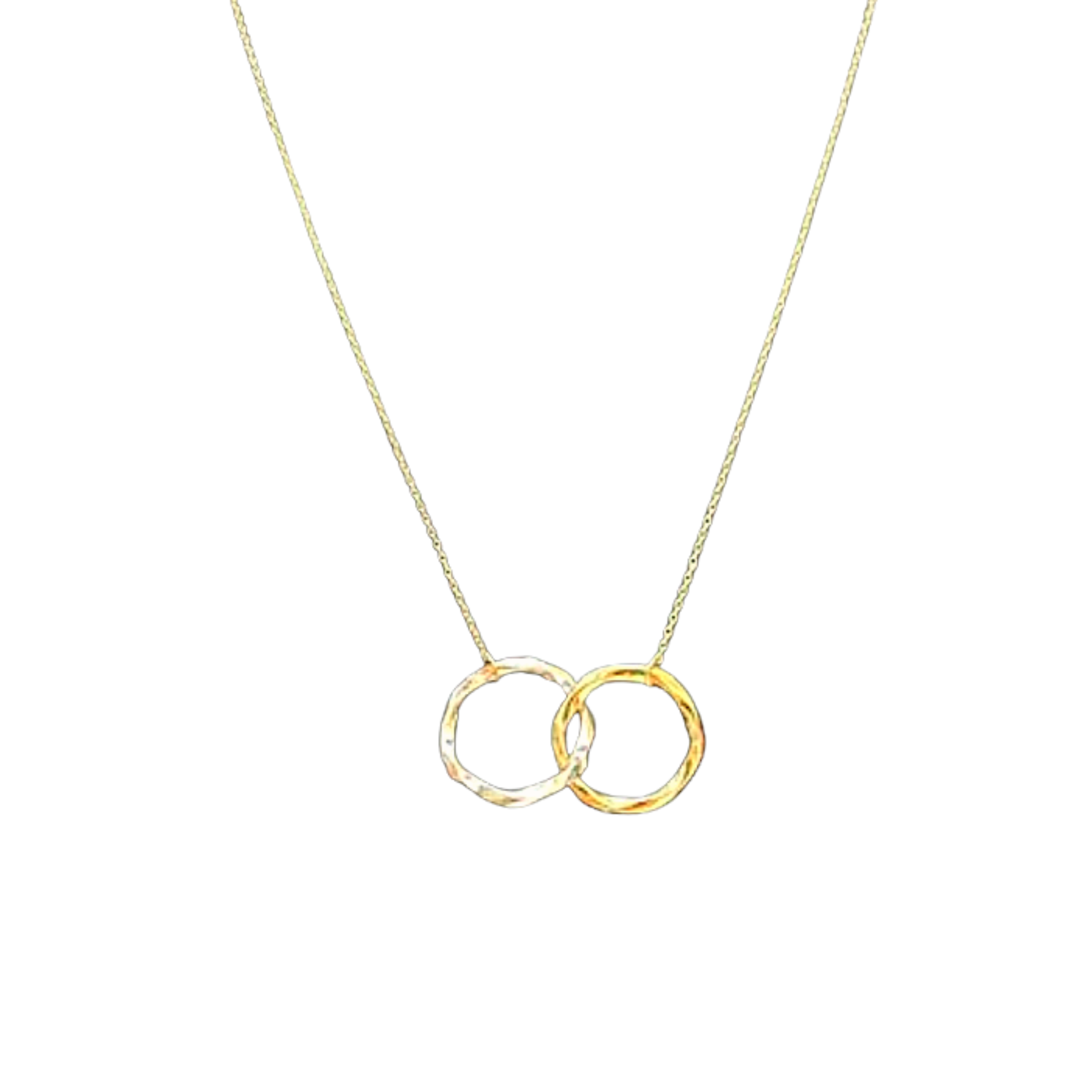 9K YELLOW GOLD & WHITE GOLG TWISTED RINGS NECKLACE