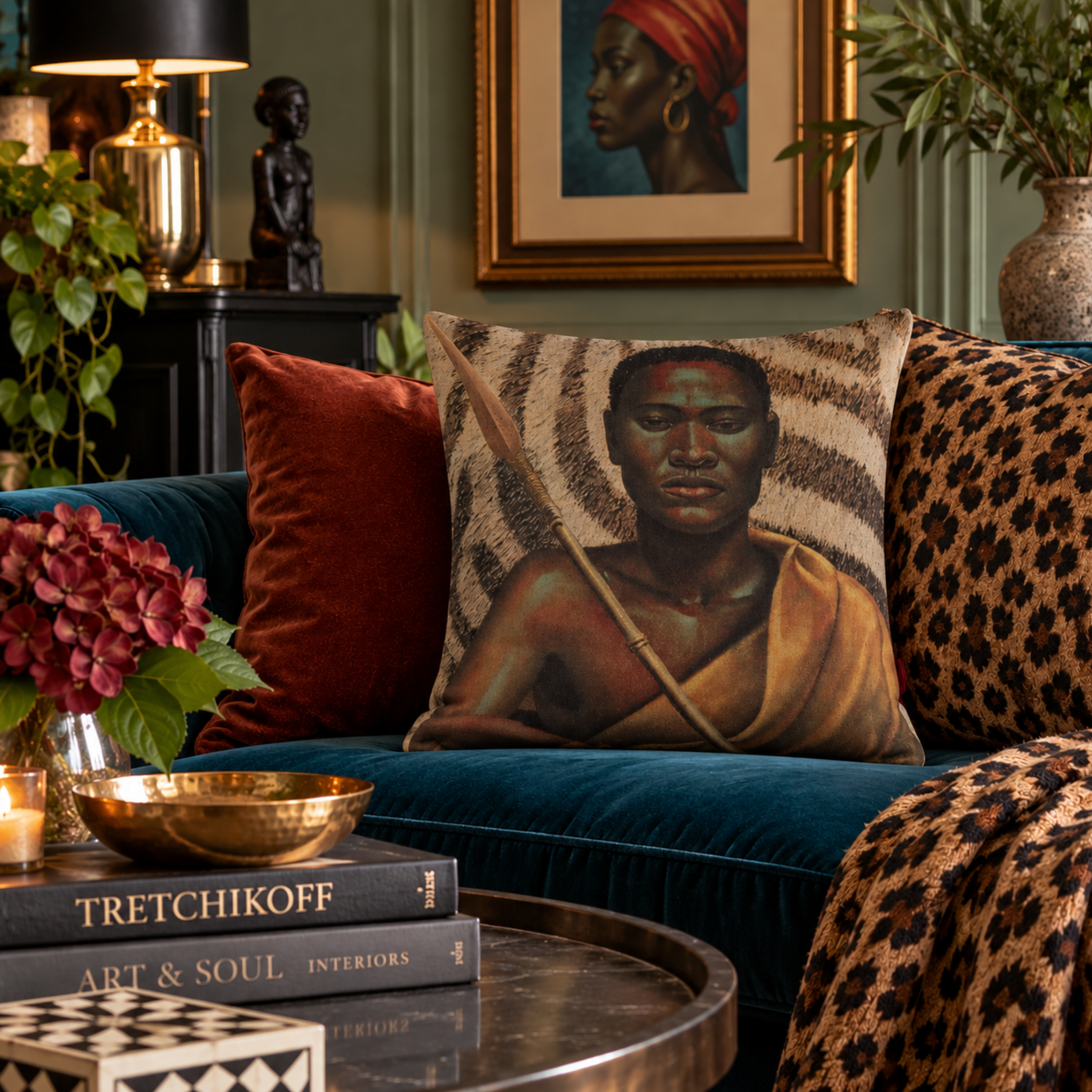 TRETCHIKOFF XHOSA WARRIOR CUSHION - FEATHER INSERT 55CM