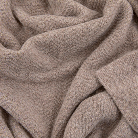 WAVE KNITTED THROW 100% WOOLLEN BABY ALPACA - TAUPE