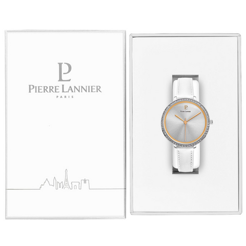 PIERRE LANNIER FRANCE COUTURE GOLD SILVER/WHITE LEATHER