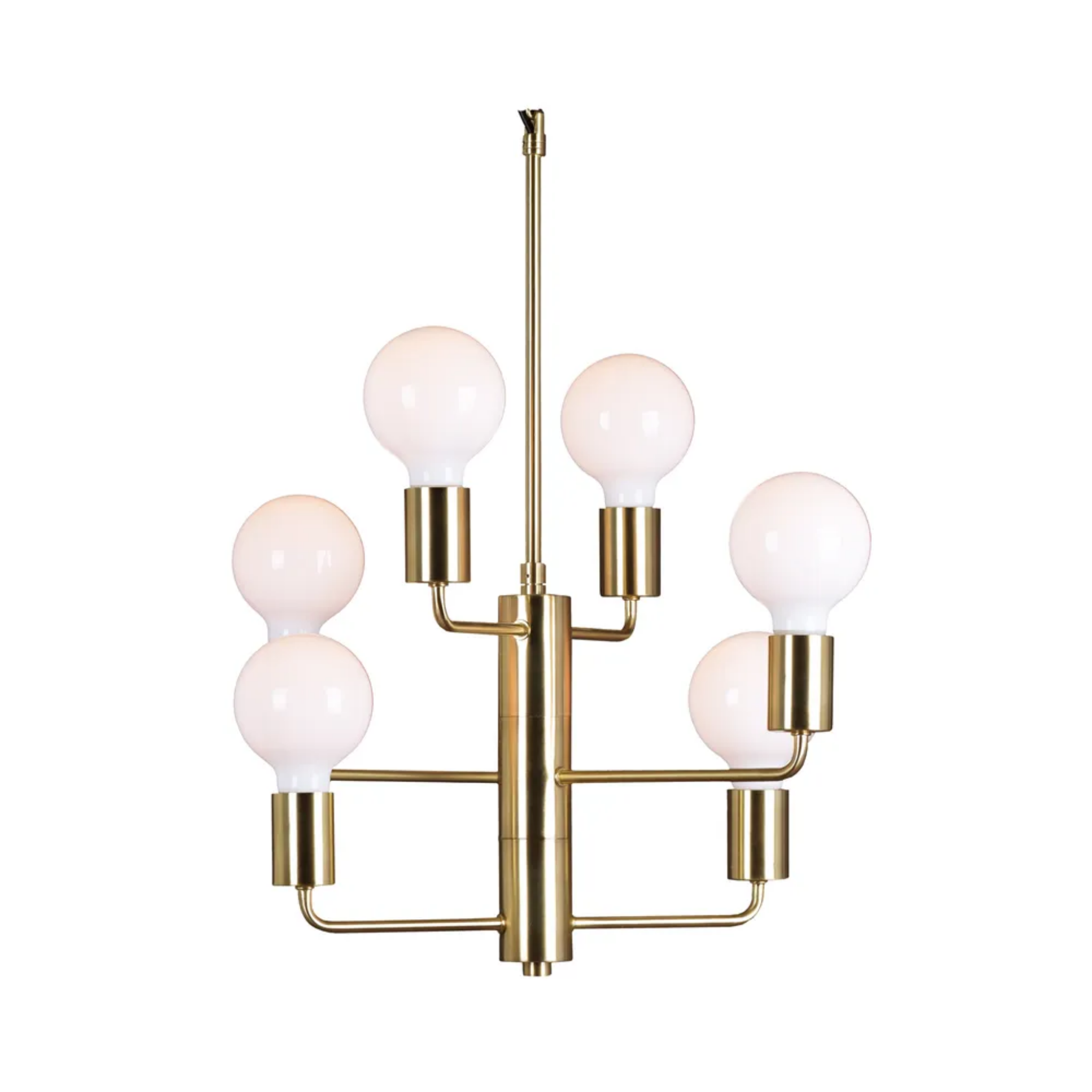 POLISHED BRASS 6-ARM PENDANT LAMP