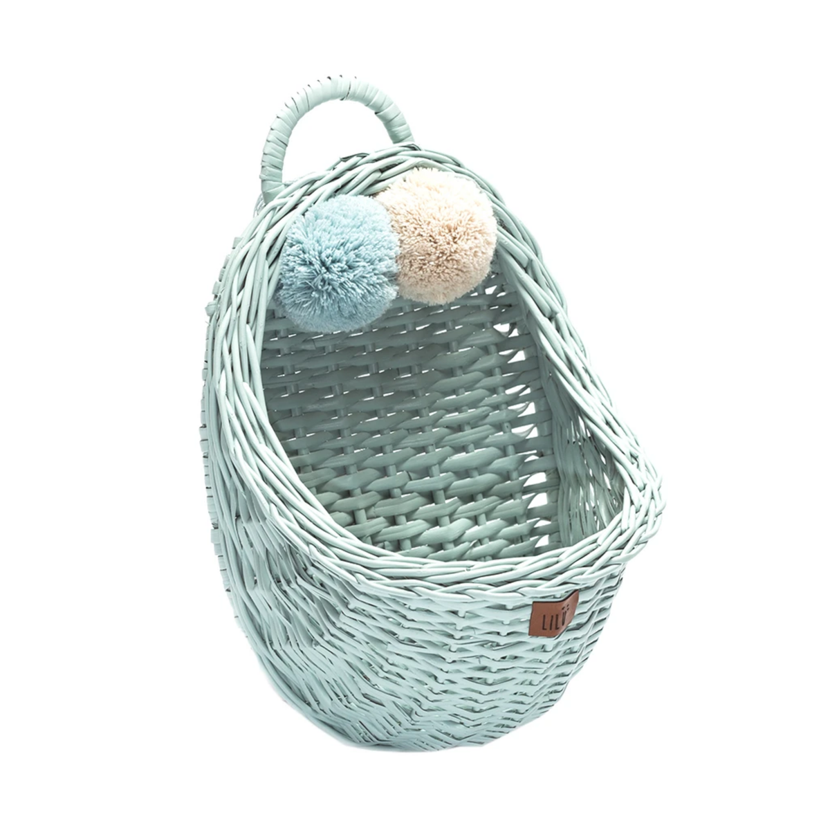 WICKER WALL BASKET HANDCRAFTED - DIRTY MINT