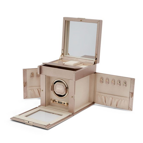 WOLF PALERMO SINGLE WATCH WINDER WITH JEWELRY STORAGE - ROSE GOLD *