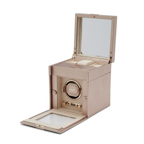 WOLF PALERMO SINGLE WATCH WINDER WITH JEWELRY STORAGE - ROSE GOLD *