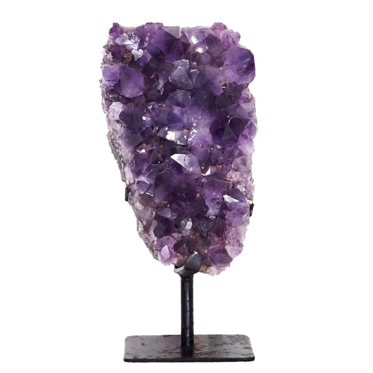 NATURAL AMETHYST GEODE SCULPTURE ON IRON STAND