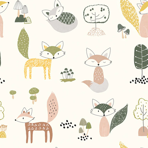 CUTE FOXES 391891 WALLPAPER - COLOURFUL