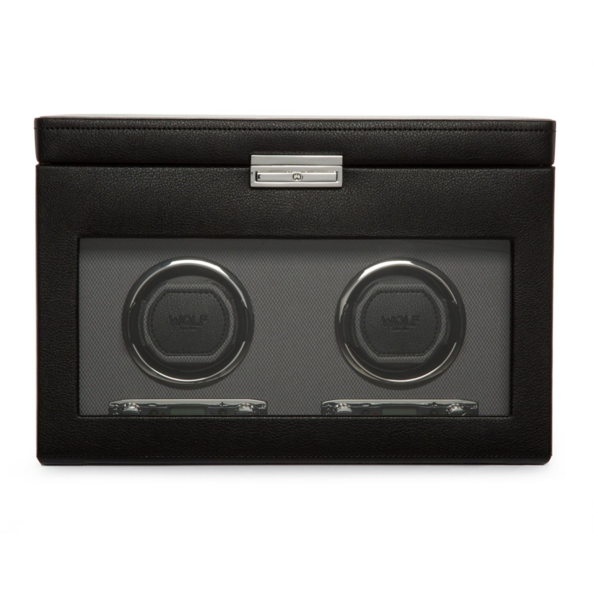 WOLF VICEROY DOUBLE WATCH WINDER WITH STORAGE - BLACK*
