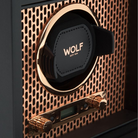 WOLF AXIS SINGLE WATCH WINDER WITH STORAGE - COPPER*