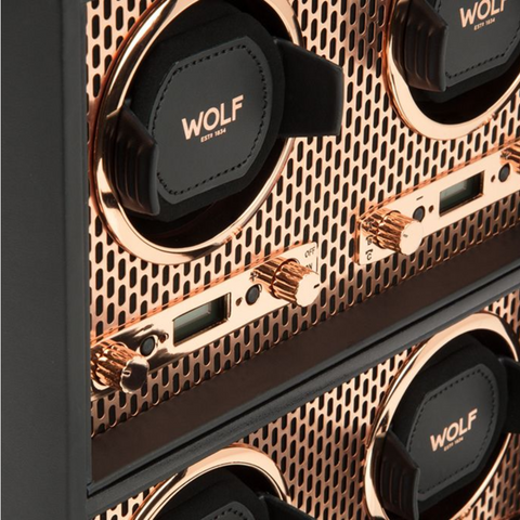 WOLF AXIS DOUBLE WATCH WINDER WITH STORAGE - COPPER*