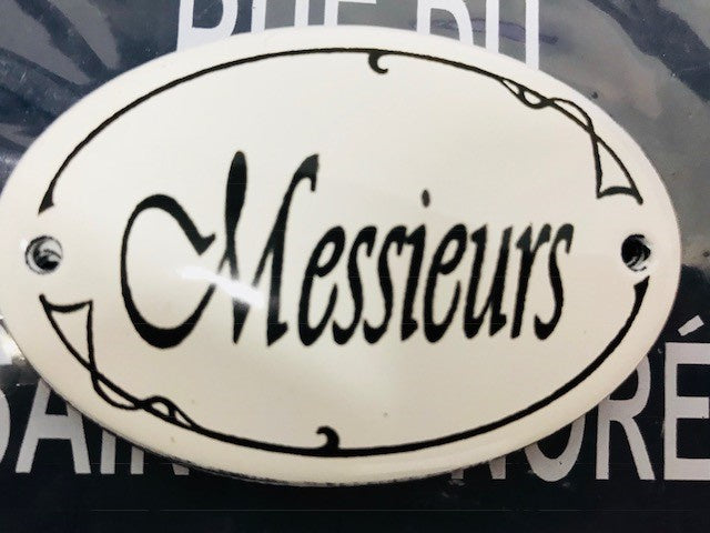 HANDCRAFTED IN FRENCH VILLAGE ENAMEL PLAQUE 'MEN'S ' (RESTROOM)