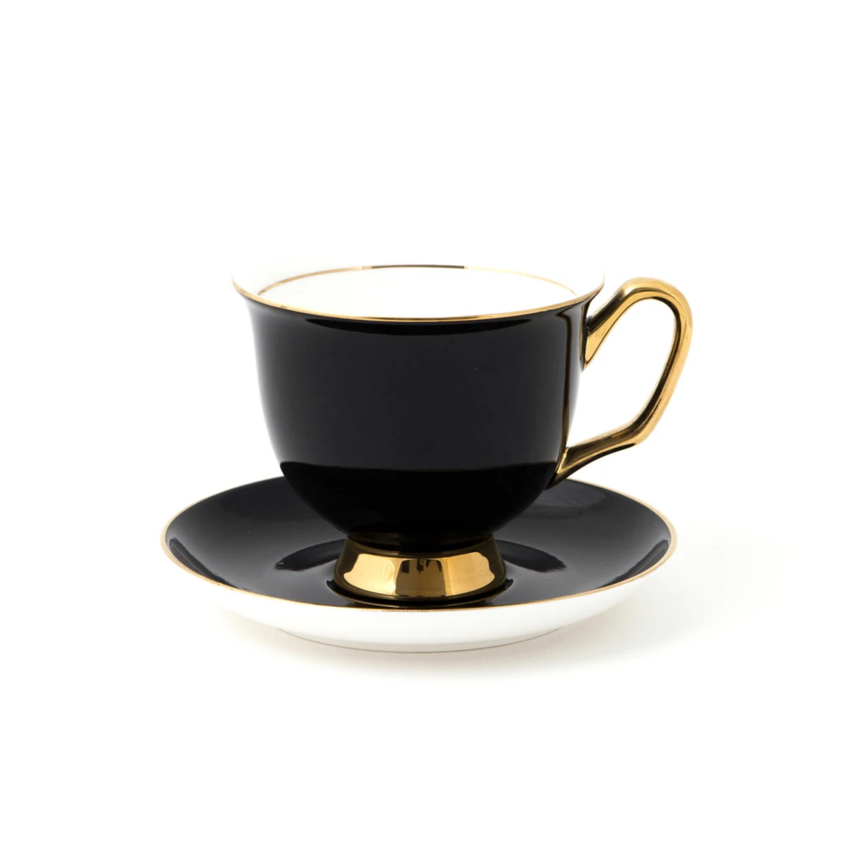 BLACK TEACUP AND SAUCER - EXTRA LARGE 375ML