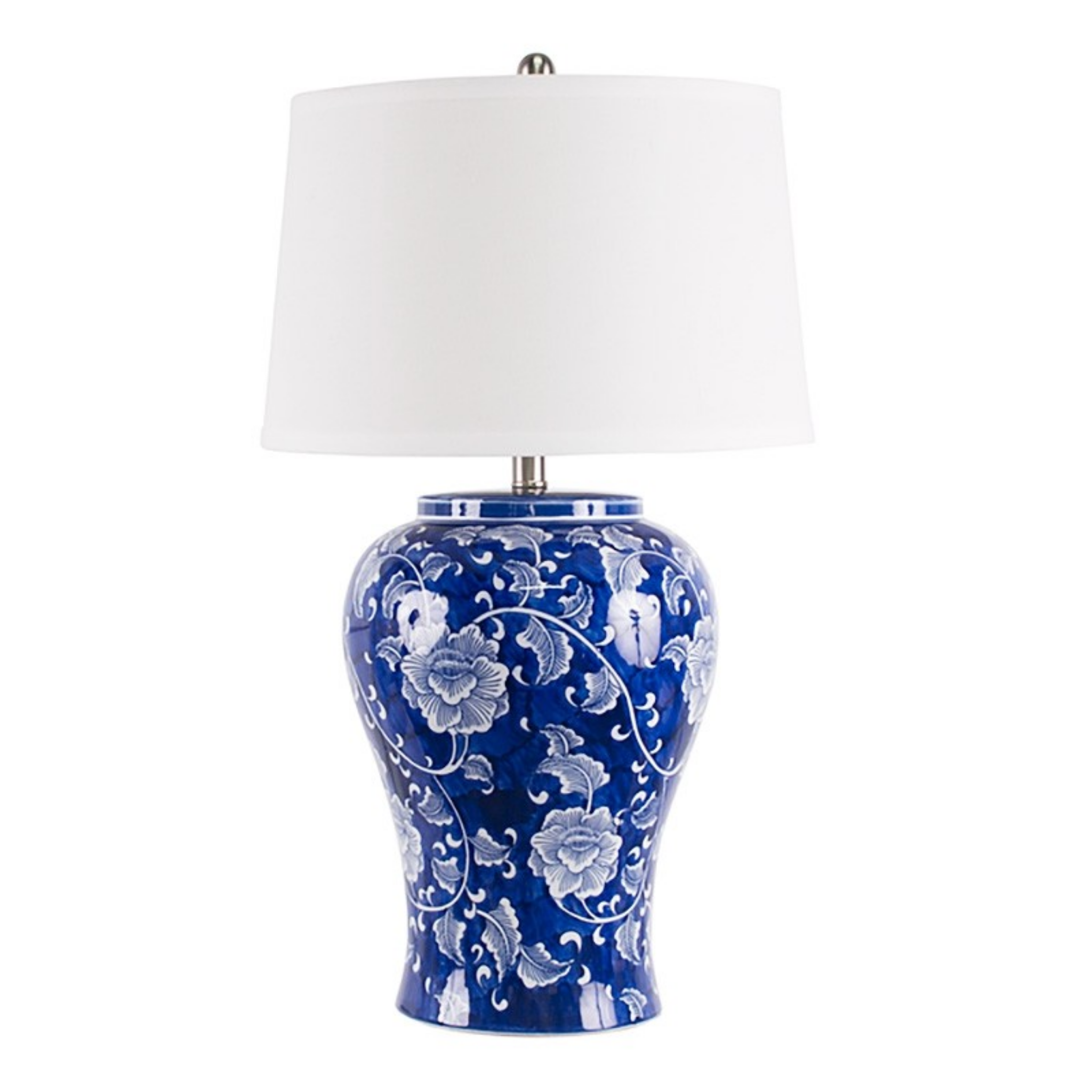TRELLIS BLUE & WHITE CERAMIC TABLE LAMP