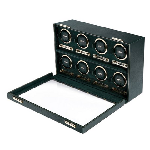 WOLF BRITISH RACING GREEN 8PC WATCH WINDER*