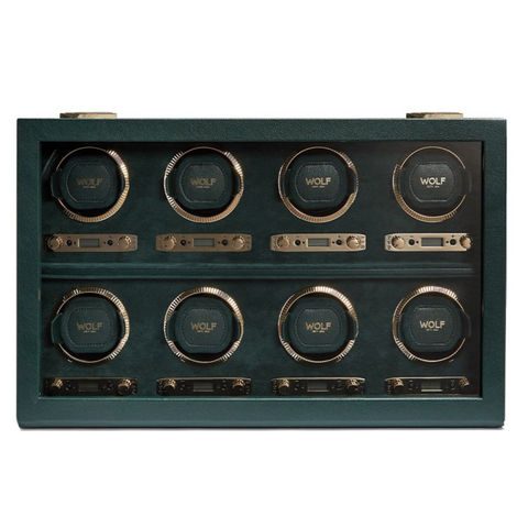 WOLF BRITISH RACING GREEN 8PC WATCH WINDER*