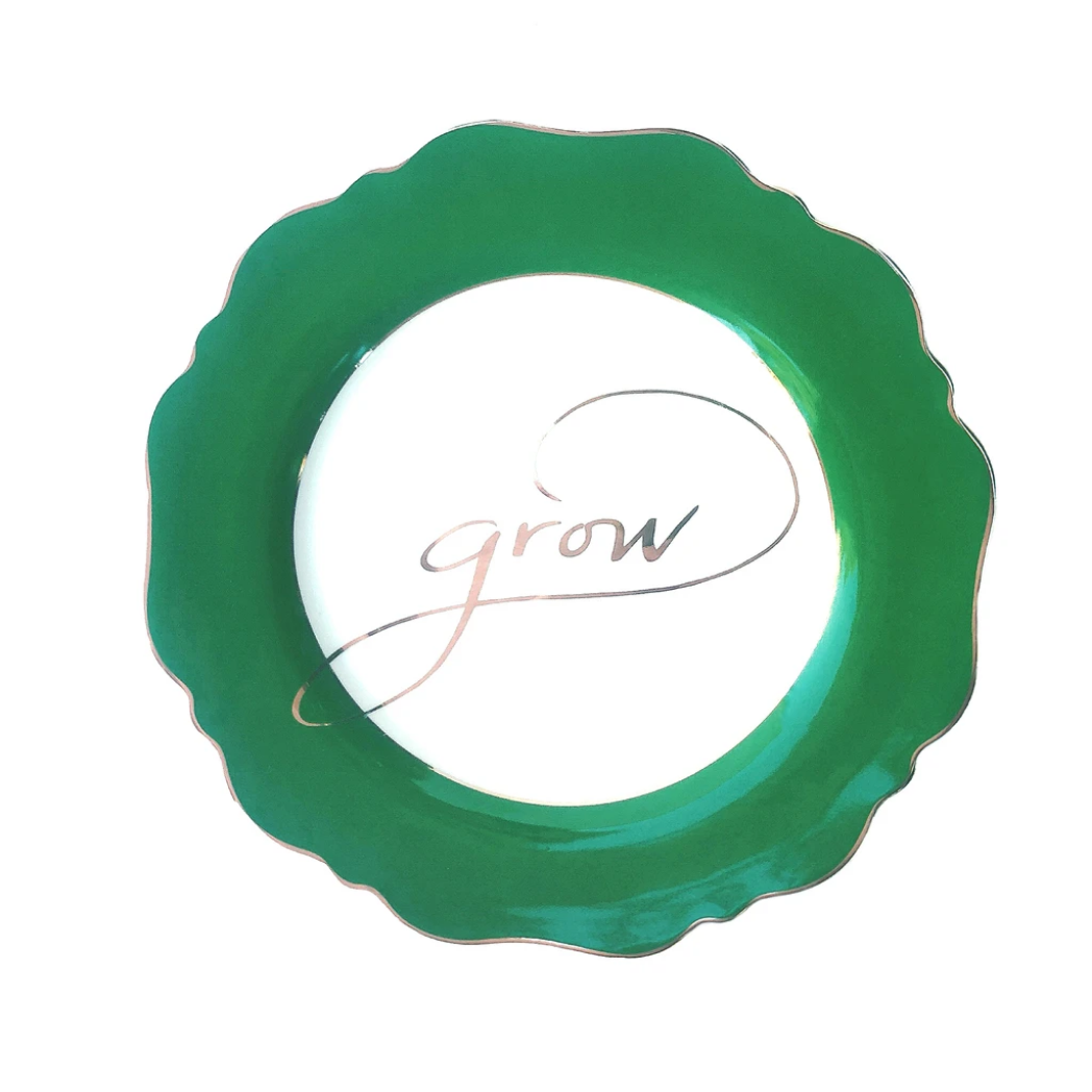 GREEN 'GROW' OVERSIZED SIDE PLATE