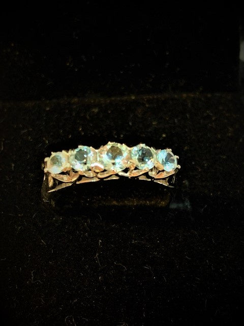 BLUE TOPAZ RING 9CT WHITE GOLD