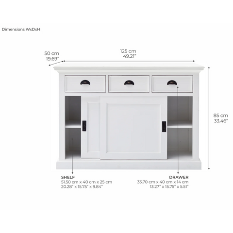 HALIFAX MAHOGANY BUFFET WITH SLIDING DOORS - WHITE*