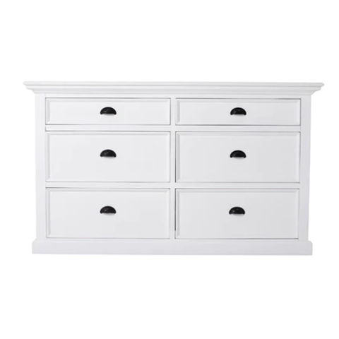 HALIFAX 6 DRAWER MAHOGANY BEDROOM DRESSER - WHITE*