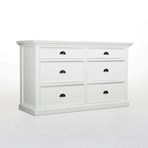 HALIFAX 6 DRAWER MAHOGANY BEDROOM DRESSER - WHITE*