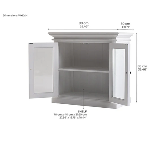 HALIFAX SMALL MAHOGANY 2 GLASS DOOR BUFFET - WHITE