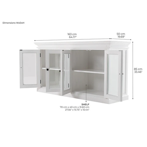 HALIFAX 4 GLASS DOOR MAHOGANY SIDEBOARD - WHITE*