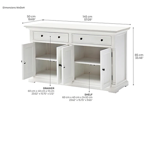 PROVENCE 2 DRAWER MAHOGANY SIDEBOARD - WHITE