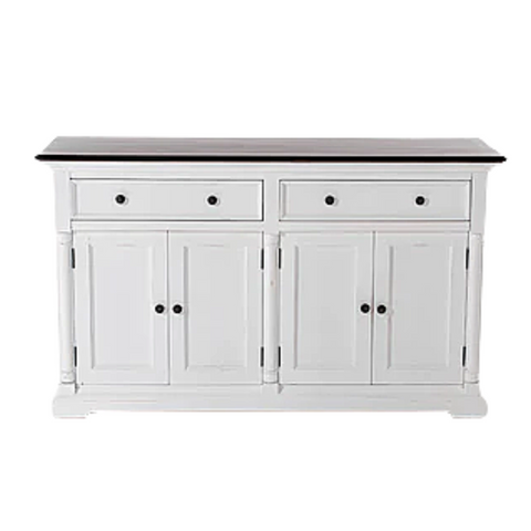 PROVENCE ACCENT 2 DRAWER MAHOGANY SIDEBOARD - WHITE + DK BROWN