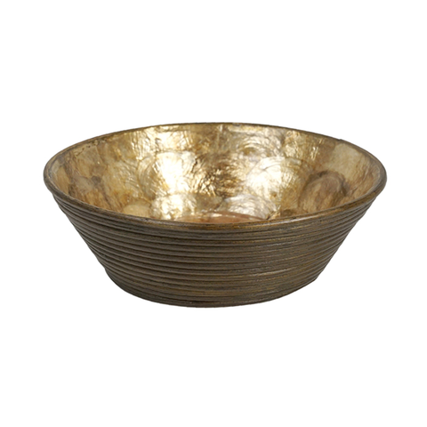 LANE DARK RATTAN & CAPIZ DECORATIVE BOWL - 30CM