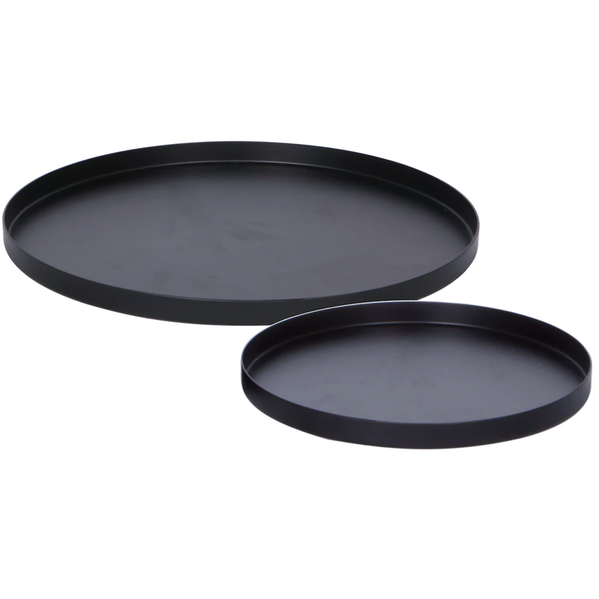 POWDERCOATED IRON ROUND TRAY SET 2 - BLACK