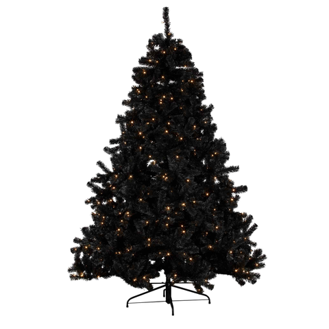 BLACK CHRISTMAS TREE WITH LED LIGHTS - 7FT