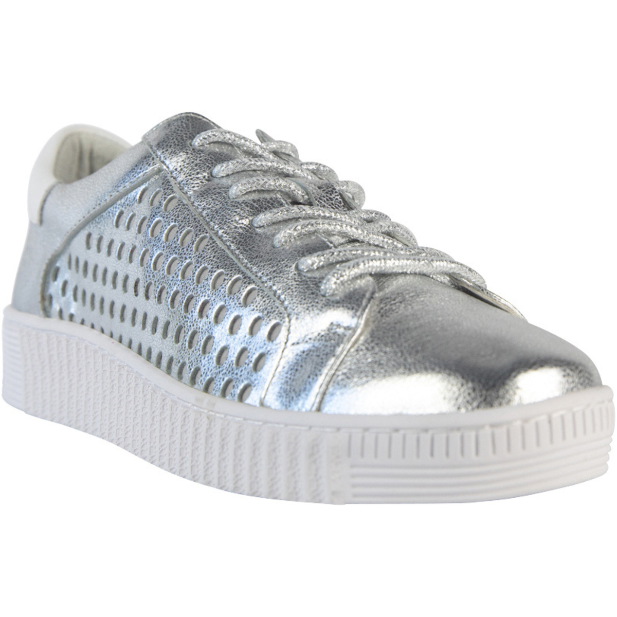 HINAKO BLAZE LEATHER SNEAKERS - SILVER