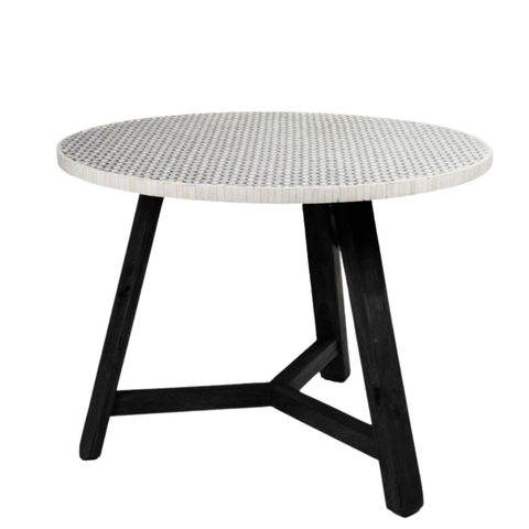 BONE INLAY DINING TABLE - 100CM DIA