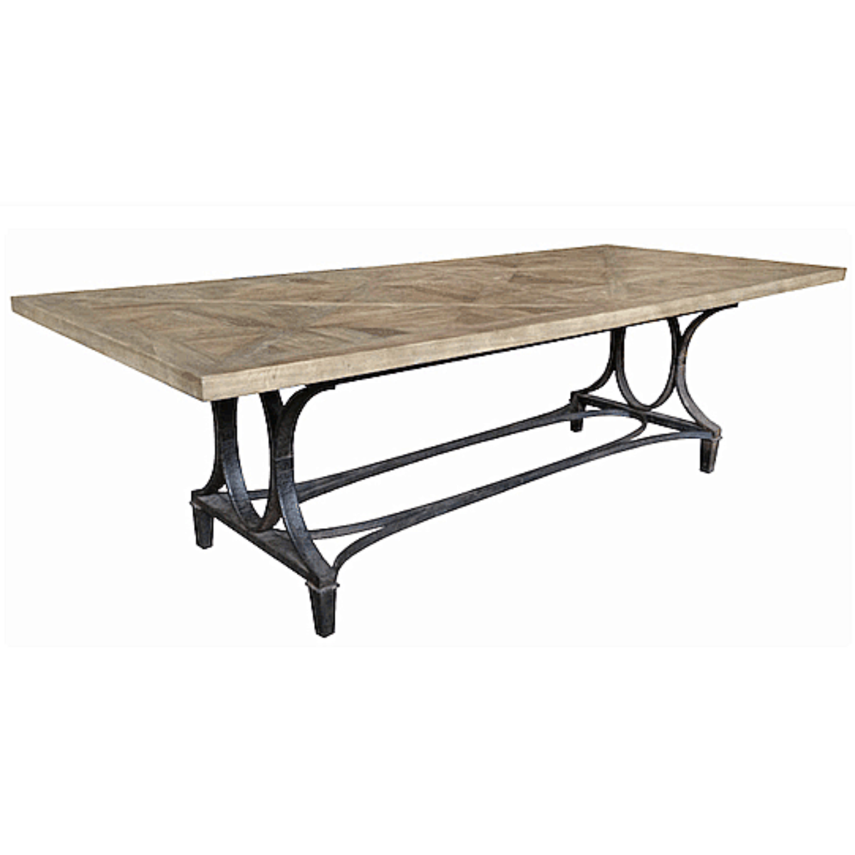 JAMES RECYCLED ELM & IRON DINING TABLE - 250CM