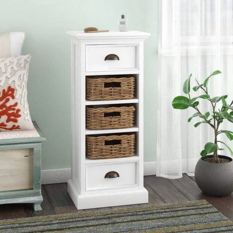 HALIFAX GRAND 2 DRAWERS & BASKETS UNIT - WHITE