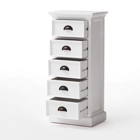 HALIFAX CHEST OF 5 DRAWERS 40CM (W) -  WHITE