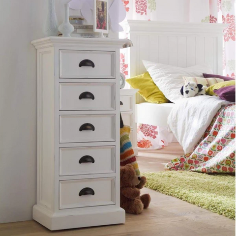 HALIFAX CHEST OF 5 DRAWERS 40CM (W) -  WHITE