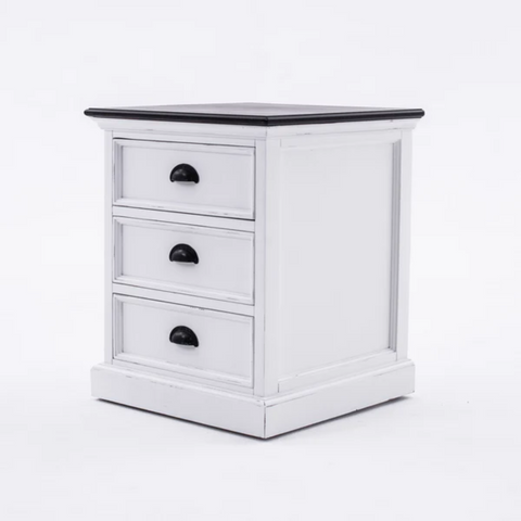 HALIFAX ACCENT 3 DRAWER BEDSIDE TABLE- WHITE & DK BROWN