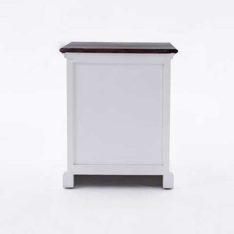 HALIFAX ACCENT 3 DRAWER BEDSIDE TABLE- WHITE & DK BROWN