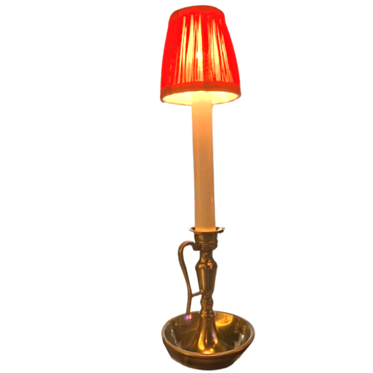 BRASS CANDLE HOLDER LAMP - MAROON RED SHADE