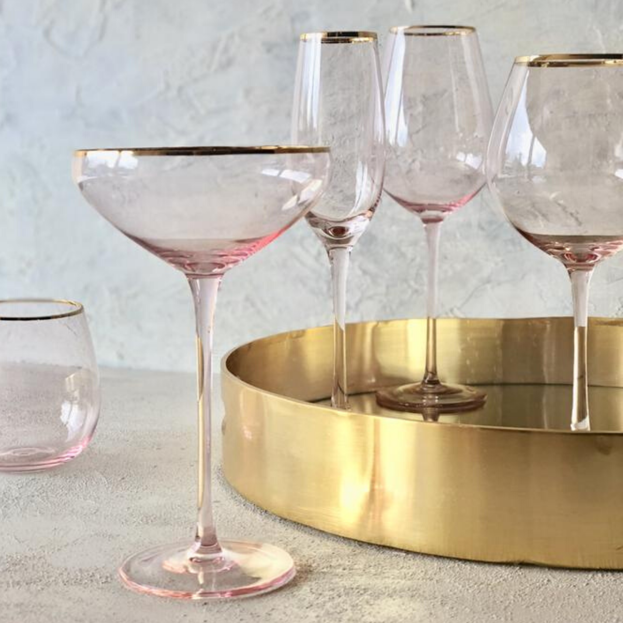 CRYSTAL CHAMPAGNE MARTINI COUP (BOX 4) - PINK GOLD TRIM