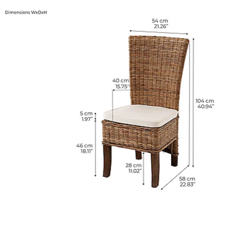 SALSA KUBU RATTAN DINING CHAIR  (SET 2) - NATURAL