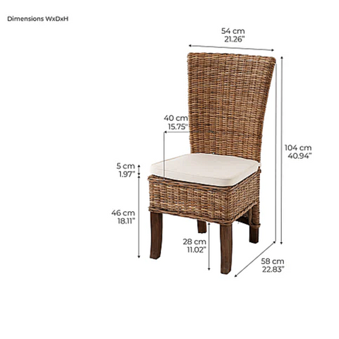 SALSA KUBU RATTAN DINING CHAIR  (SET 2) - NATURAL