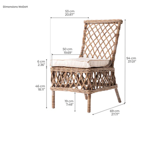 ARISTOCRAT KUBU RATTAN DINING CHAIR (SET 2) - NATURAL*