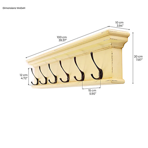 HALIFAX 6 HOOK WALL COAT HANGER - YELLOW