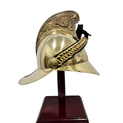 FIREMAN'S HELMET NSW EMBOSSED WITH WOOD STAND