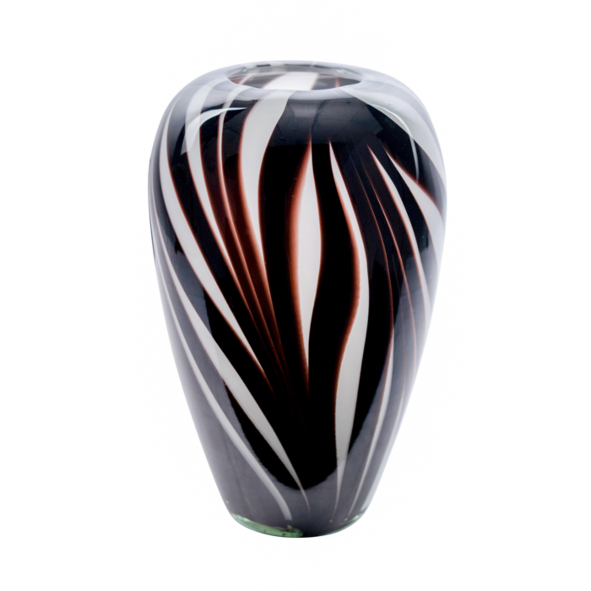 NATAL GLASS BLACK WHITE STRIPE VASE